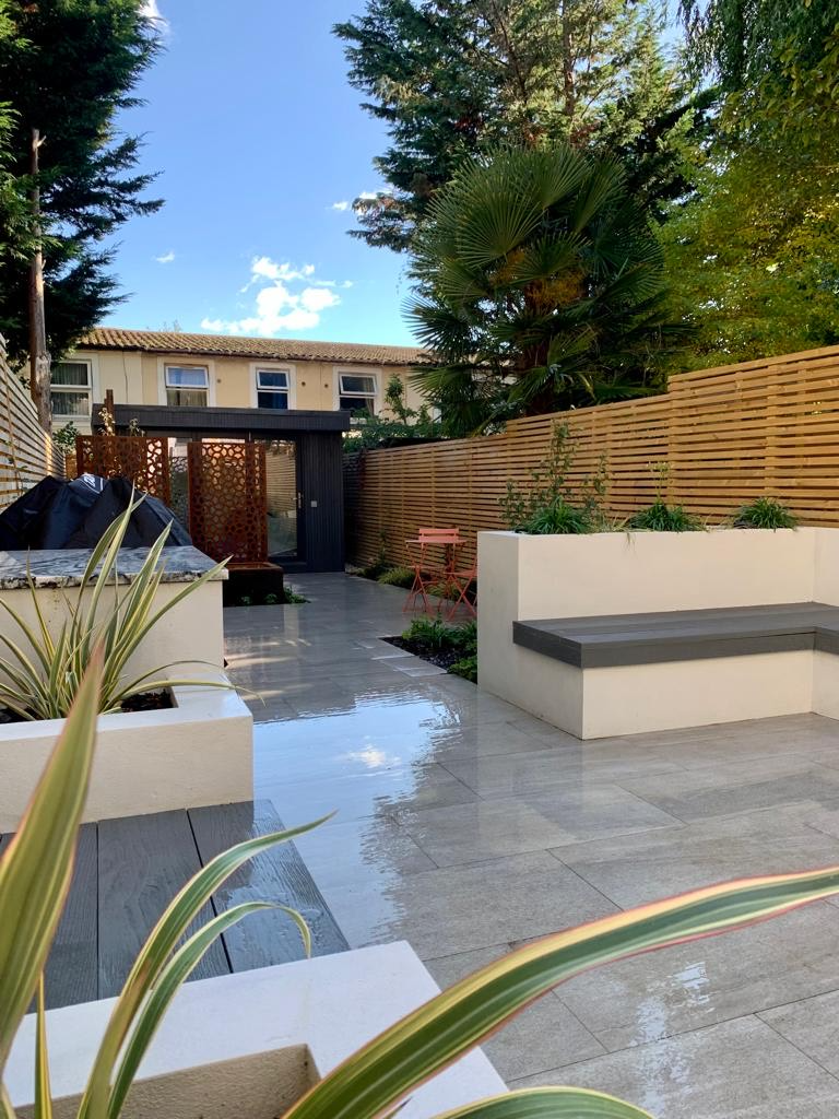 Small professionally designed garden showing how wildlife-friendly planting can work in a compact urban space